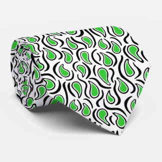 Paisley Abstrakt 230523 - Spring Green, B&W Krawatte