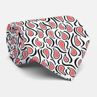 Paisley Abstrakt 230523 - Tropisches Rosa, B&W Krawatte