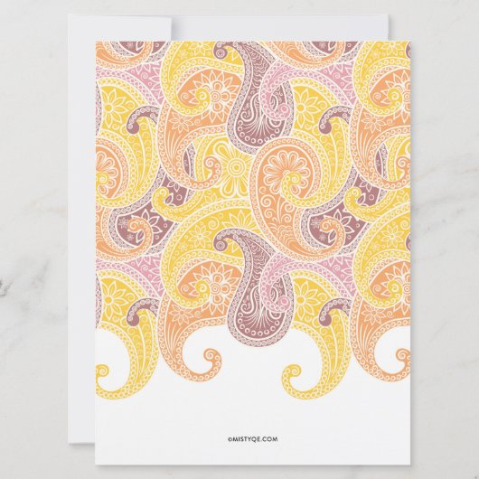 Paisley Annaprashan XL (First Rice) Einladung (Rückseite)