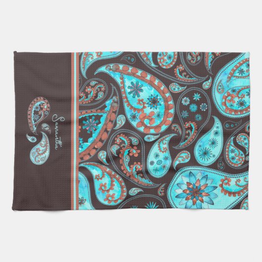 Paisley Aquamarin Blue Geschirrtuch (Horizontal)