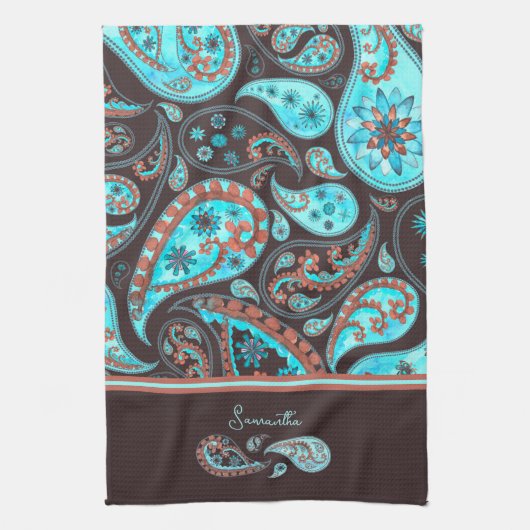 Paisley Aquamarin Blue Geschirrtuch (Vertikal)