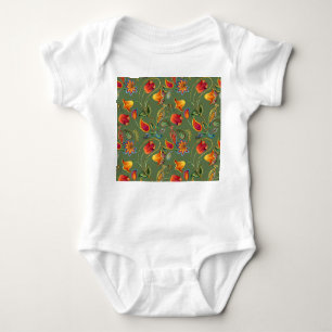 Paisley Aquarell Blume, nahtlos indisches Motiv. Baby Strampler