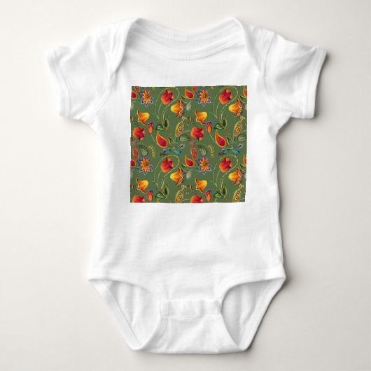 Paisley Aquarell Blume, nahtlos indisches Motiv. Baby Strampler (Vorderseite)