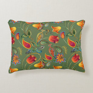 Paisley Aquarell Blume, nahtlos indisches Motiv. Dekokissen