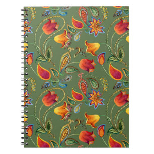 Paisley Aquarell Blume, nahtlos indisches Motiv. Notizblock