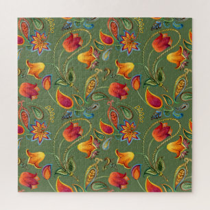 Paisley Aquarell Blume, nahtlos indisches Motiv. Puzzle
