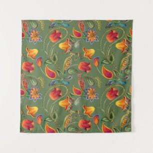 Paisley Aquarell Blume, nahtlos indisches Motiv. Wandteppich