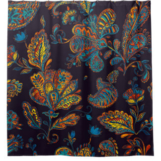 Paisley Aquarell: Blumenmuster Duschvorhang