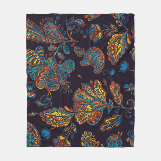 Paisley Aquarell: Blumenmuster Fleecedecke (Vorderseite)
