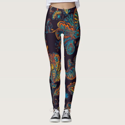 Paisley Aquarell: Blumenmuster Leggings (Vorderseite)
