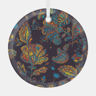 Paisley Aquarell: Blumenmuster Ornament Aus Glas