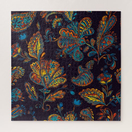 Paisley Aquarell: Blumenmuster Puzzle (Vertikal)
