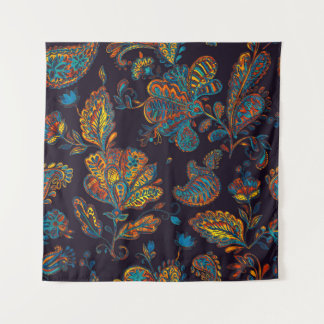 Paisley Aquarell: Blumenmuster Wandteppich