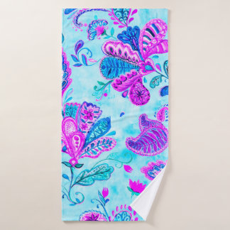 Paisley Aquarellmuster Fliese: Blume, f Badehandtuch