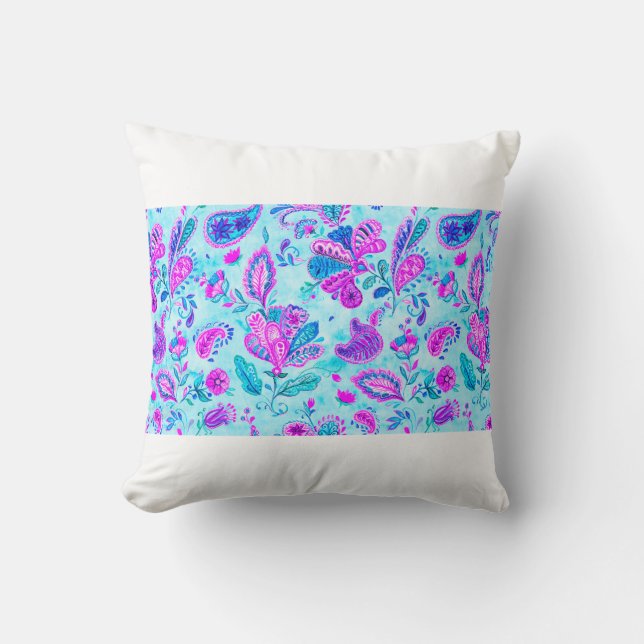 Paisley Aquarellmuster Fliese: Blume, f Kissen (Vorderseite)