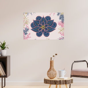 Paisley Art, Blue und Lila Graphic Poster