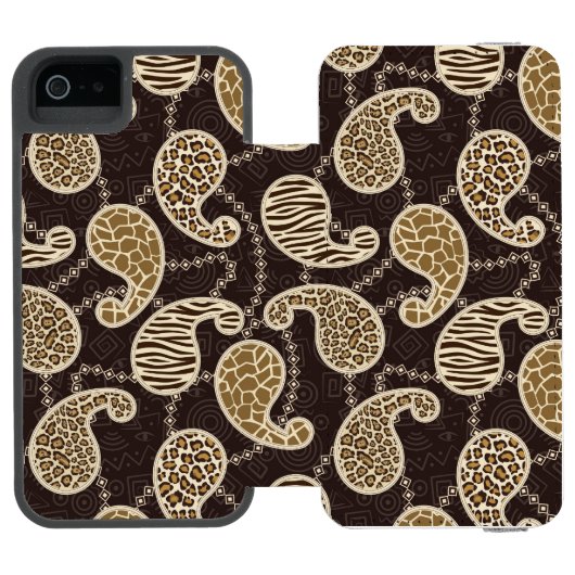 Paisley-Arthintergrund Incipio iPhone Geldbeutel-Hülle (Folio Geöffnet)