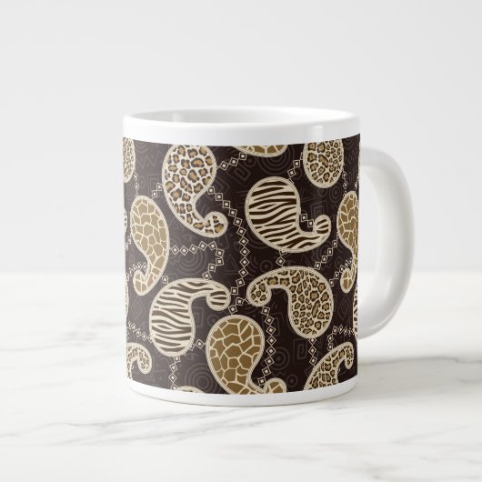 Paisley-Arthintergrund Jumbo-Tasse (Vorderseite Rechts)