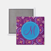 Paisley auf lila mit "M"-Monogramm Magnet (Vorderseite/Rückseite)