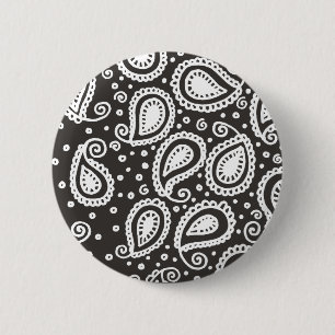 Paisley auf schwarzem Knopf Button