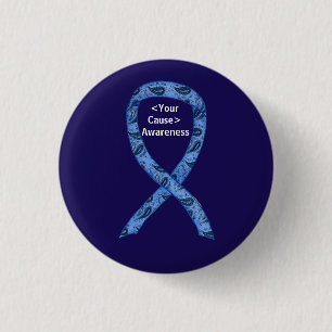 Paisley Awareness Ribbon Custom Button Art Buttone