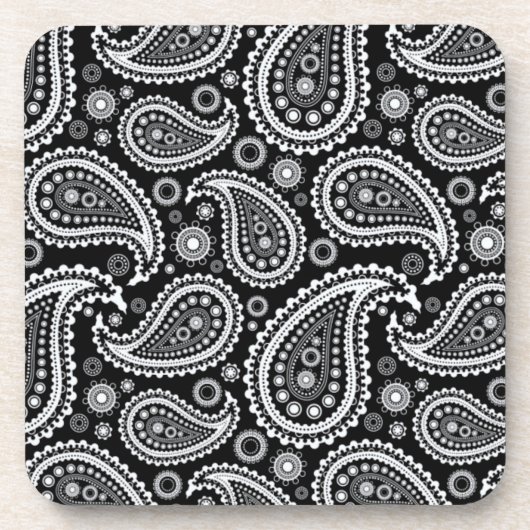 Paisley B&W Cork Coaster Set Untersetzer (Vorderseite)