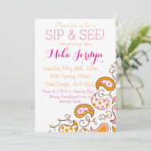 Paisley-Baby-Schlückchen und sehen Einladung (Stehend Vorderseite)