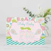 Paisley Baby Shower Einladung (Stehend Vorderseite)