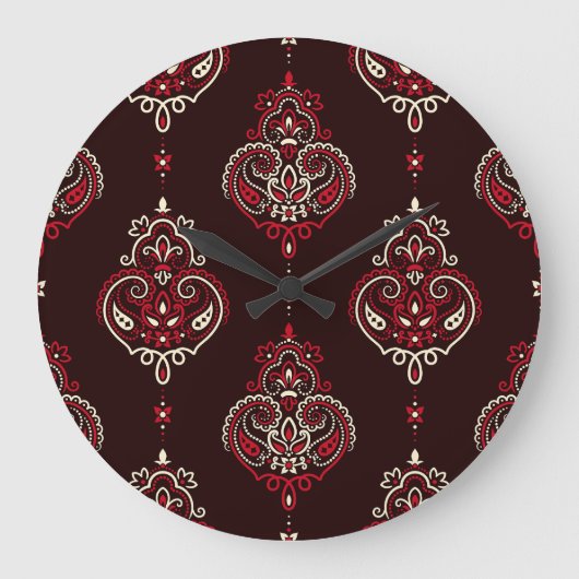 Paisley Bandana: Boho Vintag Print. Große Wanduhr (Vorderseite)