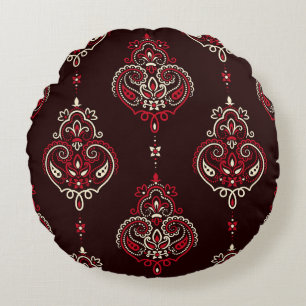 Paisley Bandana: Boho Vintag Print. Rundes Kissen