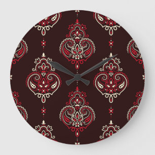 Paisley-Bandana: Boho-Vintage-Druck. Große Wanduhr