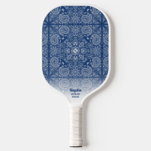 Paisley Bandana Muster Personalisierter Name Text Pickleball Schläger (Vorderseite)