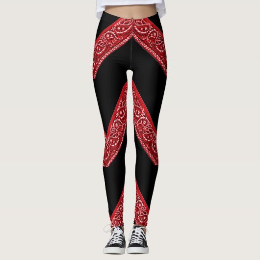 Paisley Bandana Red Hanky Leggings (Vorderseite)