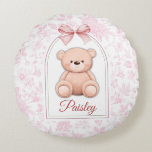 Paisley Benutzerdefiniertes rosa Teddy-Bär-Kinde Rundes Kissen