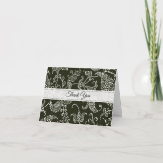 Paisley Black and White Monogram Initial Vielen Da Dankeskarte