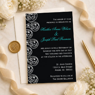 Paisley Black and White Weditation Einladung