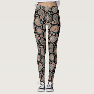 Paisley Black aquamarine Yogahose Leggings