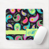 Paisley Black Colorful Modern Pattern Monogram Mousepad (Mit Mouse)