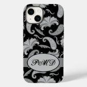 Paisley Black Gray Modern Monogram Name Case-Mate iPhone Hülle (Rückseite)