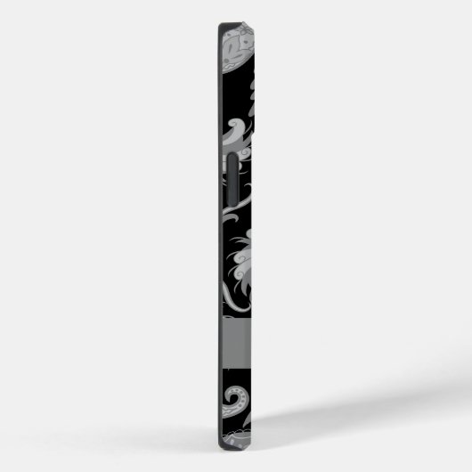Paisley Black Gray Modern Monogram Name Case-Mate iPhone Hülle (Rückseite / Rechts)