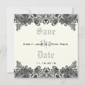 Paisley Black & Ivory Damask Wedding Save the Date (Vorderseite)