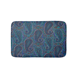 Paisley Blau Indisch Boho Klassisch Vintage Badematte