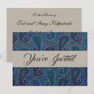 Paisley Blau Indisch Boho Klassisch Vintage Einladung