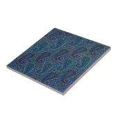 Paisley Blau Indisch Boho Klassisch Vintage Fliese (Seite)