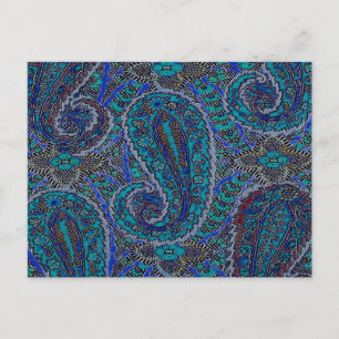 Paisley Blau Indisch Boho Klassisch Vintage Postkarte