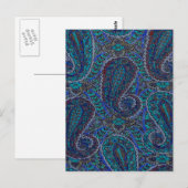 Paisley Blau Indisch Boho Klassisch Vintage Postkarte (Vorne/Hinten)