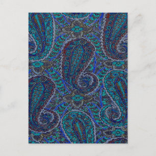 Paisley Blau Indisch Boho Klassisch Vintage Postkarte
