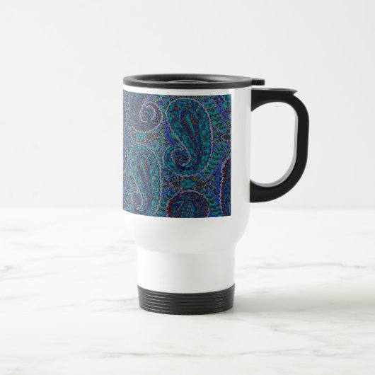 Paisley Blau Indisch Boho Klassisch Vintage Reisebecher (Rechts)