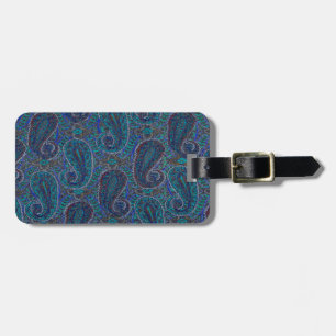Paisley Blau Indischer Boho-Kunststoffmuster Gepäckanhänger