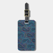 Paisley Blau Indischer Boho-Kunststoffmuster Gepäckanhänger (Vorderseite vertikal)